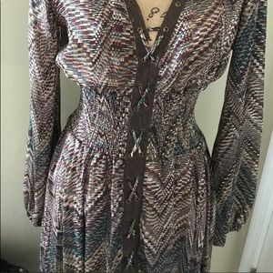 boho hippie lace up front maxi dress